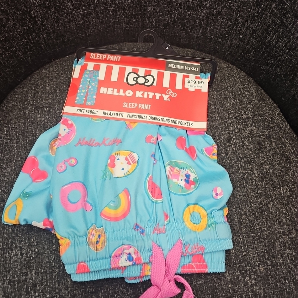 NWT Hello Kitty Woman's Sz Medium (32-34) Bioworld Pajama Sleep Pants Fun Print!
